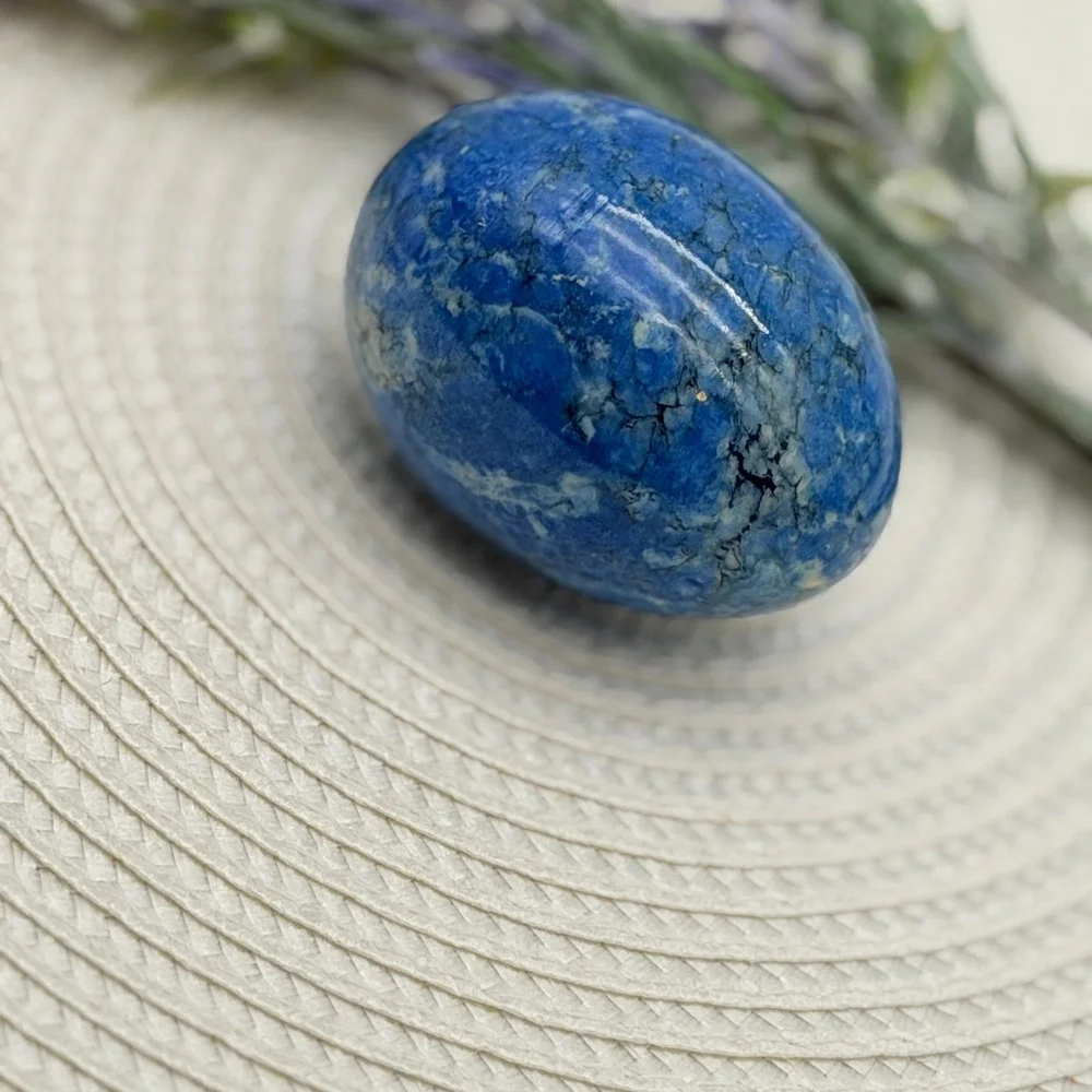 Vintage Natural Polished Stone Eggs Set of 4 Lapis Jade Alabaster Decorative